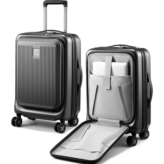 Carry-on Luggage 20 Inch Expandable USB Port Charcoal
