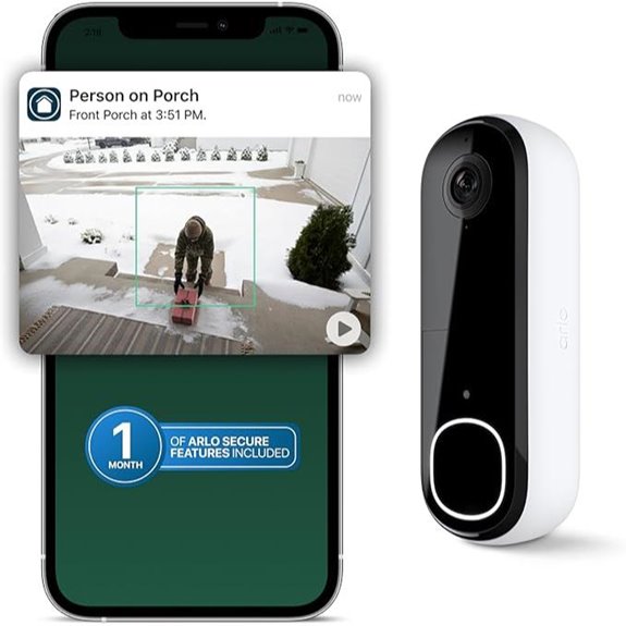 Arlo Video Doorbell 2K with Night Vision and Recognition
