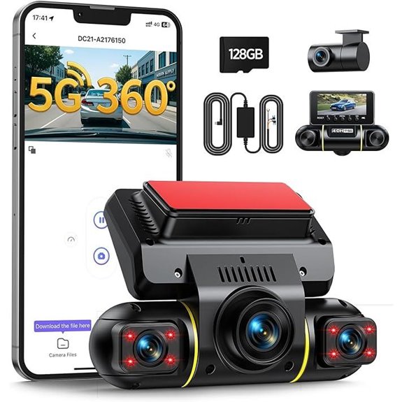 LAMTTO 360° 4-Channel Dash Cam with WiFi & Night Vision