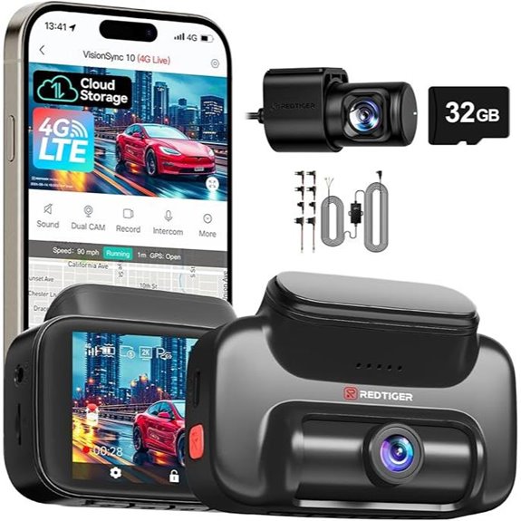 REDTIGER 4G LTE Dash Cam with GPS & Cloud Storage