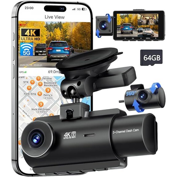 QCONTROL 4K 5G Dash Cam with GPS and Night Vision