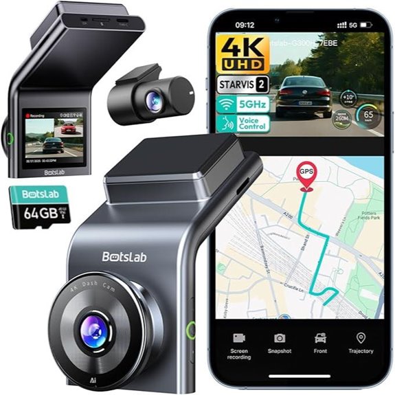 BOTSLAB 4K Dash Cam with GPS and Night Vision