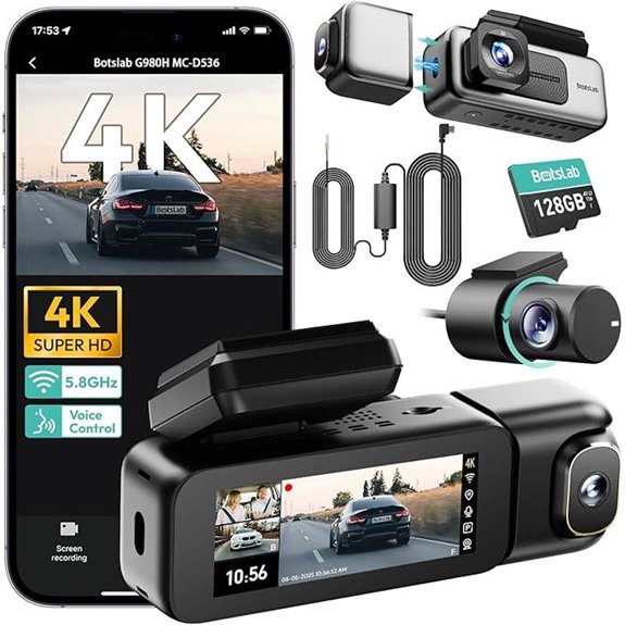 BOTSLAB 3-Channel 4K Dash Cam with GPS & Night Vision