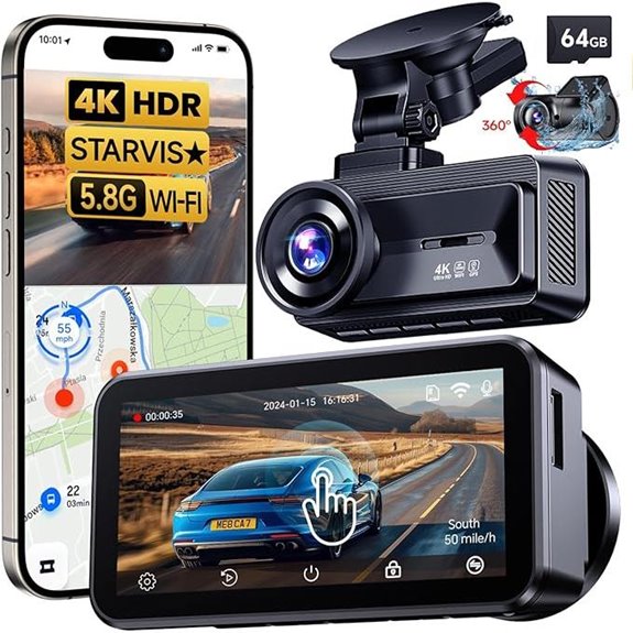 COOLCRAZY 4K Dual Dash Cam with Night Vision