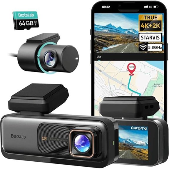 BOTSLAB 4K Dash Cam with Night Vision and GPS