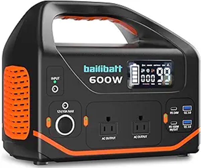Portable 600W Lithium Power Station for Camping and Backup