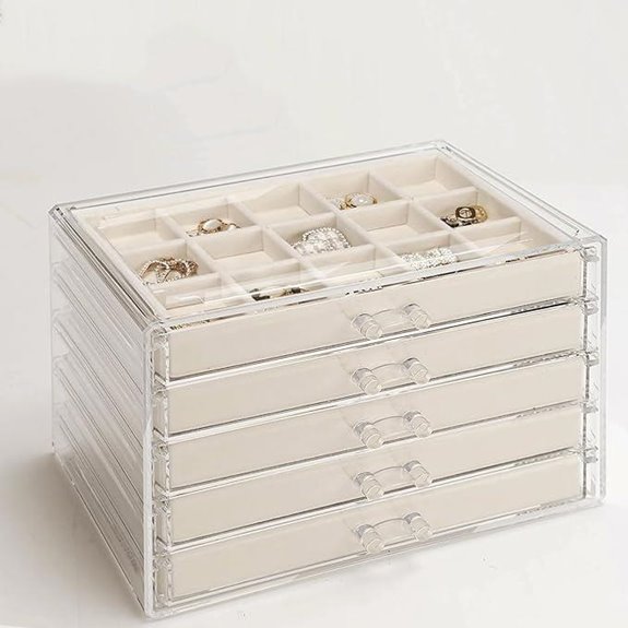 GUOER Acrylic Jewelry Organizer with 5 Drawers