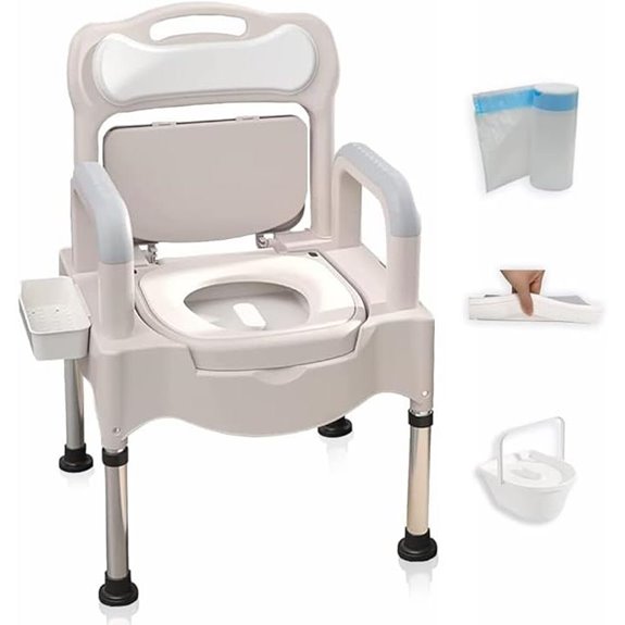 Adjustable Bedside Commode Chair for Seniors and Disabled