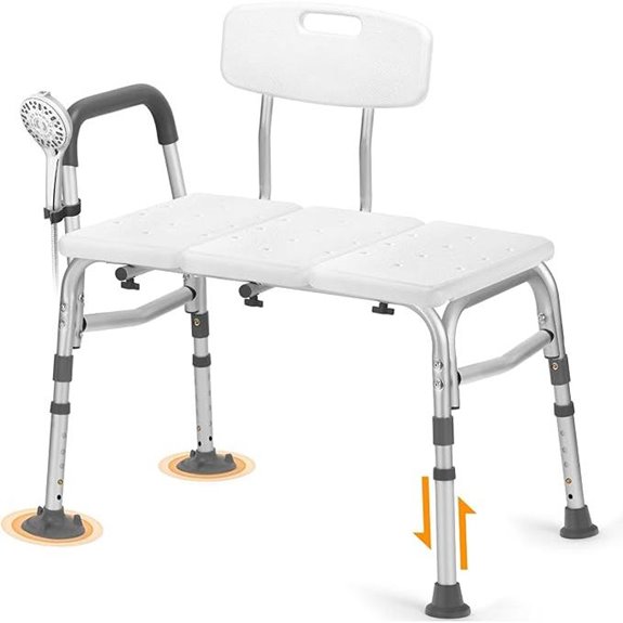 TABEKE Adjustable Shower Bench with Armrest and Backrest