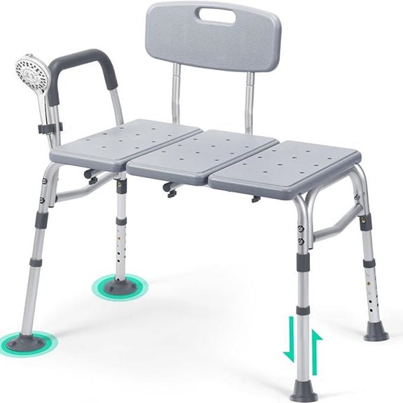 TABEKE Adjustable Shower Bench with Armrest and Backrest