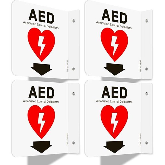 T&R AED Sign 4-Pack Acrylic Includes Screws