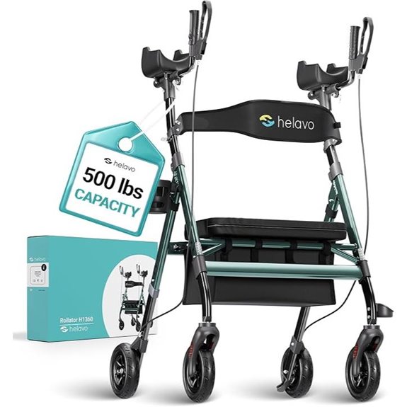 Helavo Bariatric Walker with Seat and All Terrain Tires