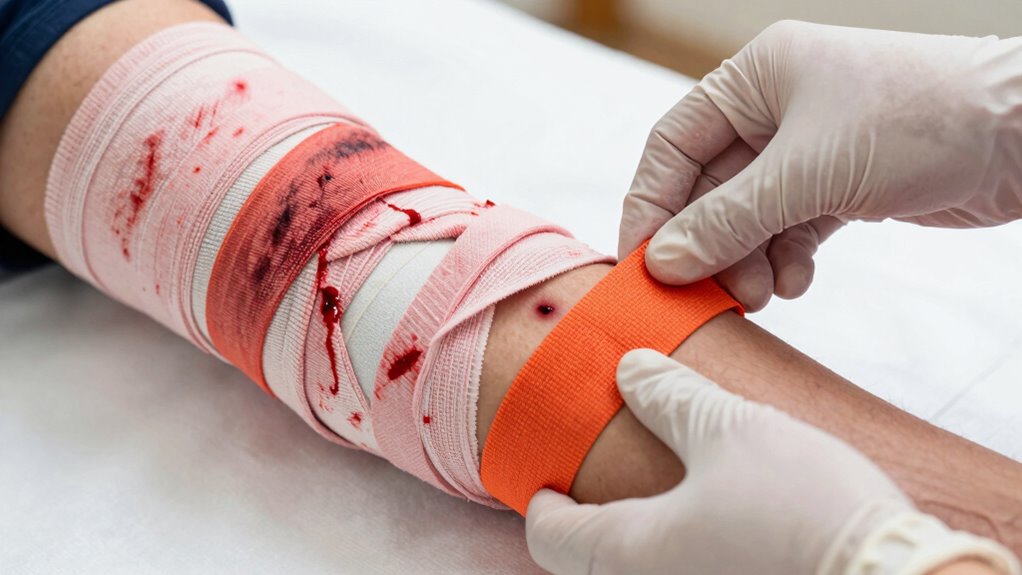 apply tourniquet above injury