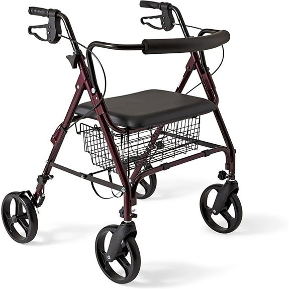 Medline Bariatric Rollator Walker with Seat and Storage
