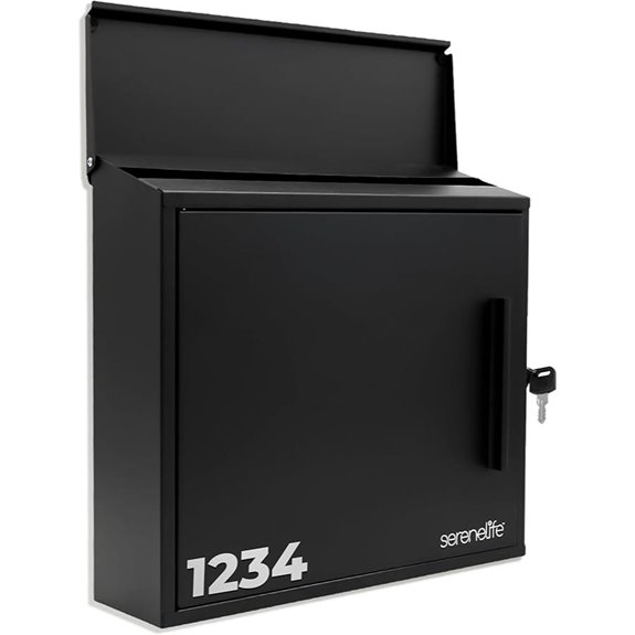 SereneLife Wall Mailbox with Lock Black