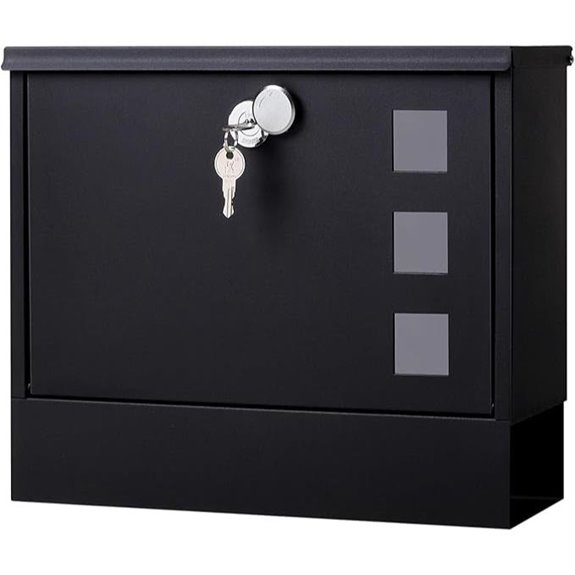 Wall-Mount Locking Mailbox with Key - Black