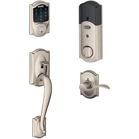 Schlage Camelot Touchscreen Deadbolt & Handleset Satin Nickel