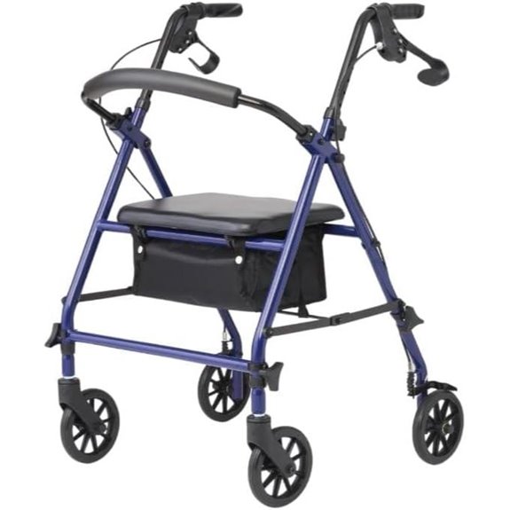 Caring 4-Wheel Rollator Walker with Seat and Storage