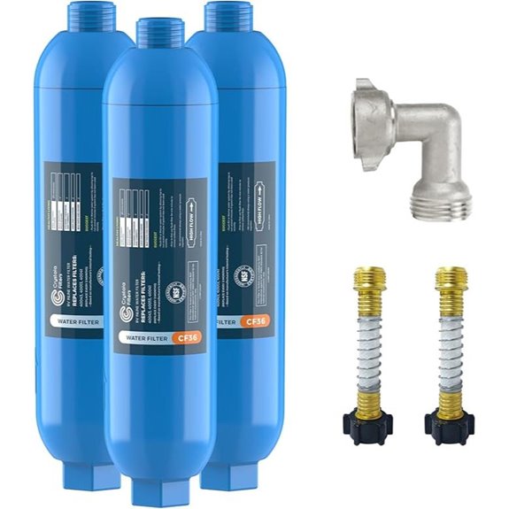 CRYSTALA RV Water Filter 3-Pack with Hose Protectors