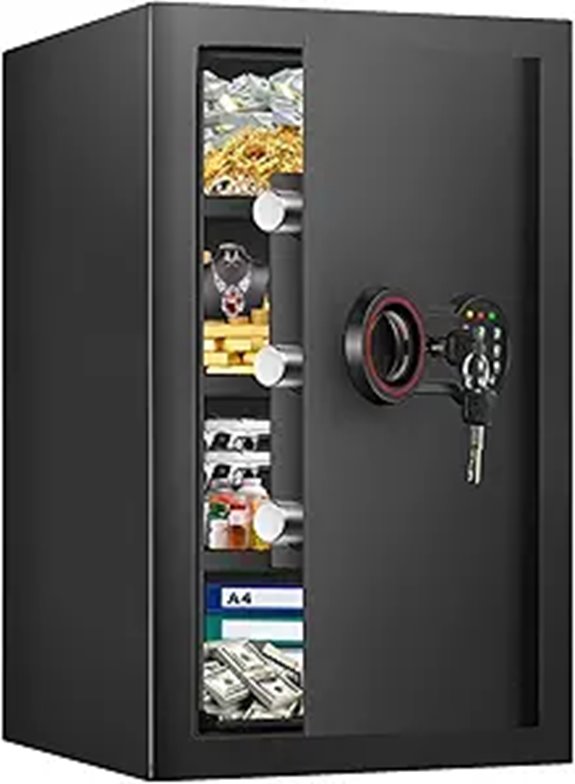 Large Digital Safe Box with LED Light and Removable Shelves