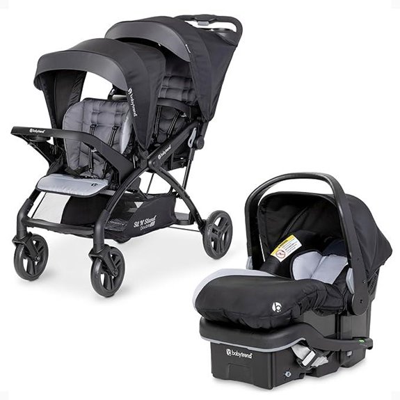 Baby Trend Double Stroller & Car Seat Set Stormy