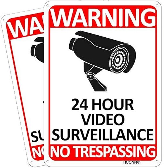 TICONN 2-Pack CCTV Security Warning Signs