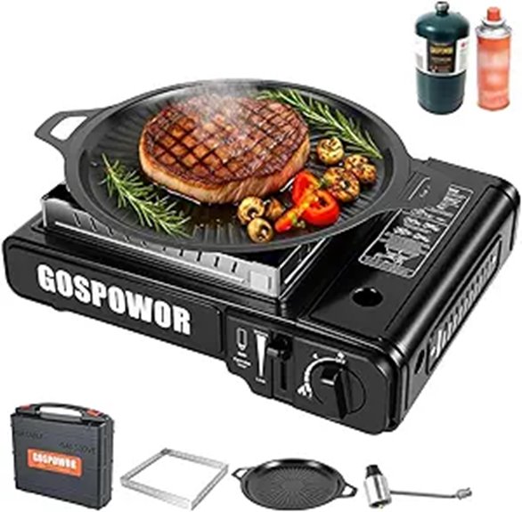 Dual Fuel Camping Stove with Windblocker and Griddle