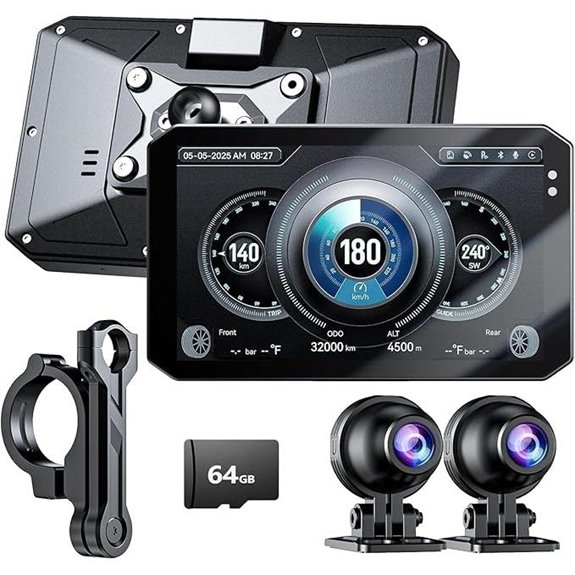 YESOK 5 Dual Motorcycle Dash Cam with WiFi and GPS