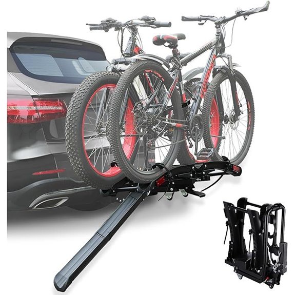 Ebike Hitch Rack with Ramp Locks Wheels 2 Bikes