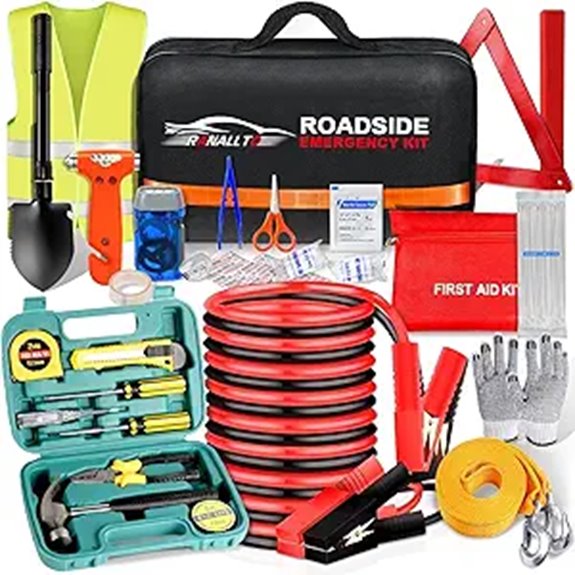 Emergency Car Kit with Tools First Aid Jumper & Shovel