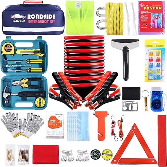 Roadside Emergency Kit with Jumper Cables and Tools
