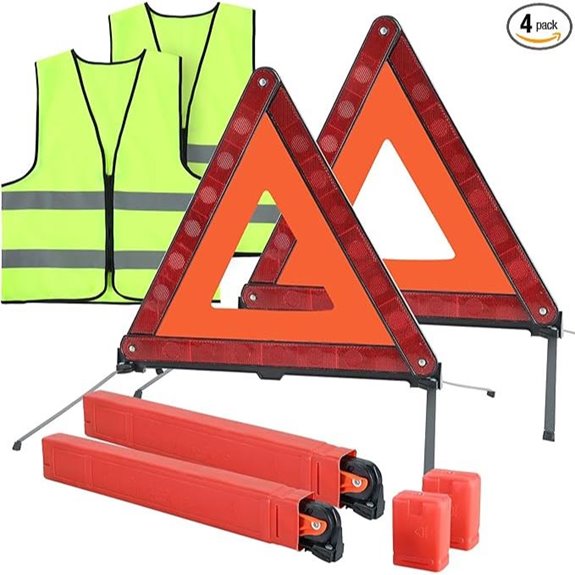 2 Pack Emergency Triangle & Reflective Vests Kit