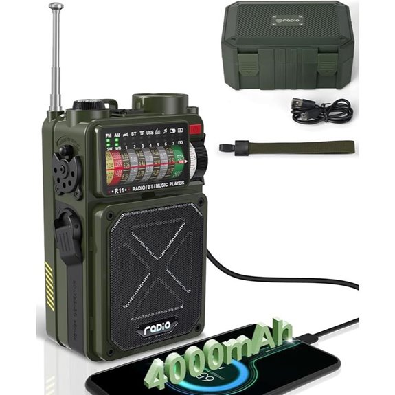 R11 Emergency Crank Radio with Solar & Bluetooth
