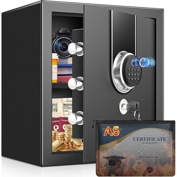 Biometric Fireproof Safe with Digital Keypad and Keys