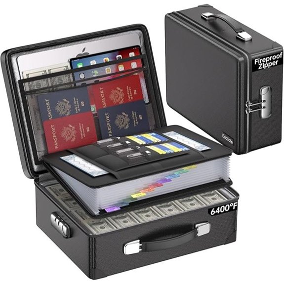 DocSafe Fireproof Document Box with Lock and Pockets
