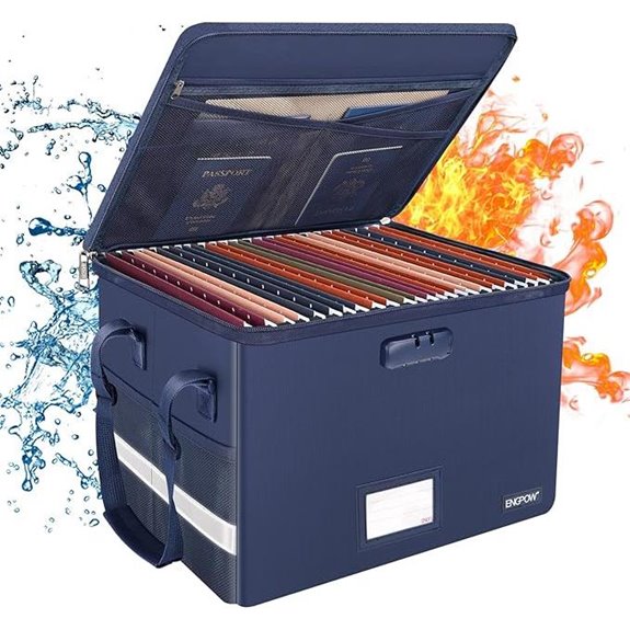 ENGPOW Fireproof Lockable File Box with Pockets