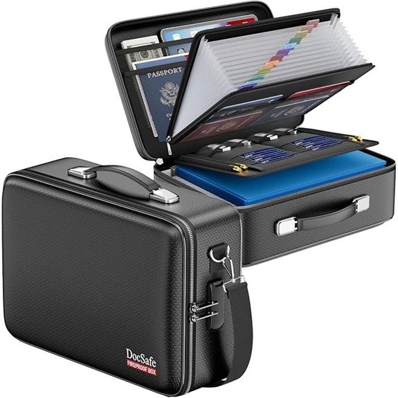 DocSafe Fireproof Document Box with Lock and Strap