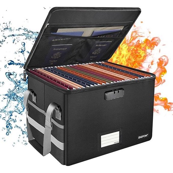 ENGPOW Fireproof Locking File Box with Pockets