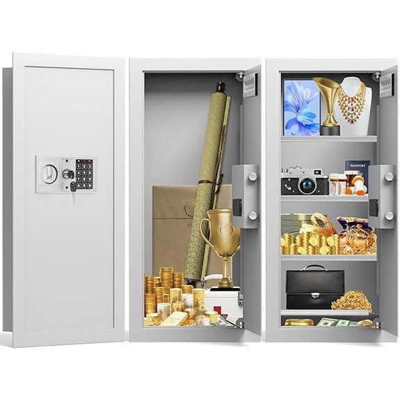 Fireproof Wall Safe with Combination Lock and Removable Shelf