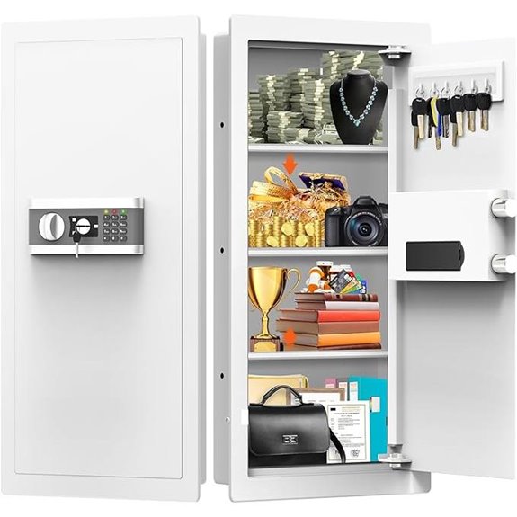 Fireproof Wall Safe with Removable Shelves and Silent Mode