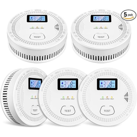 5-Pack Smoke and CO Alarm with Digital Display