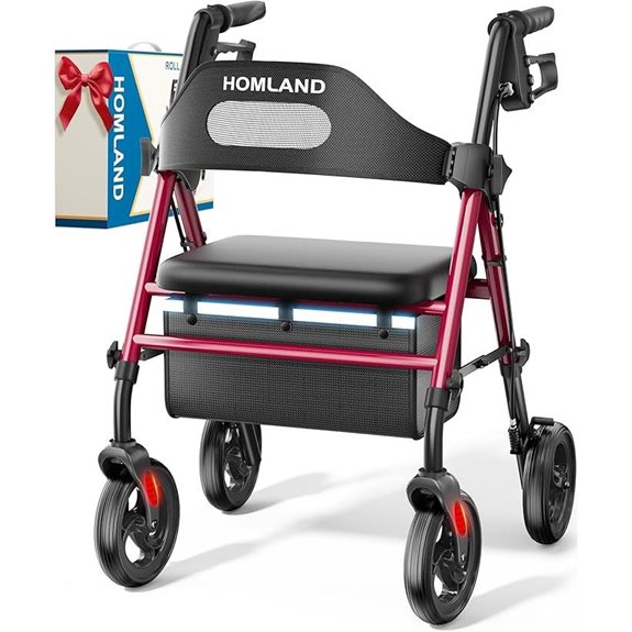 HOMLAND Foldable Rollator Walker with Seat and Wheels