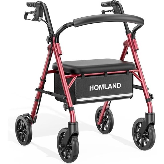 Lightweight Foldable Senior Walker with Seat and Wheels