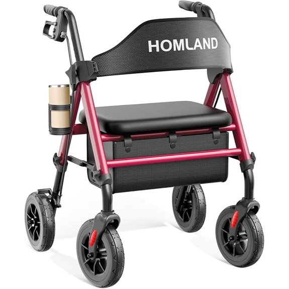 HOMLAND Foldable Rollator Walker with Seat and Wheels