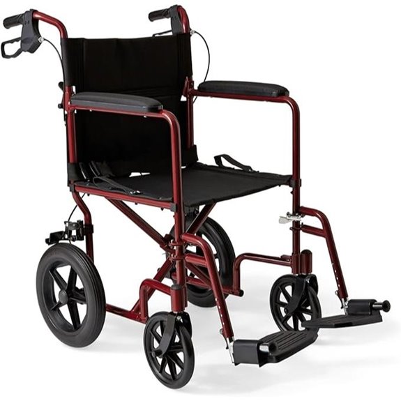 Medline Foldable Transport Wheelchair with Handbrakes