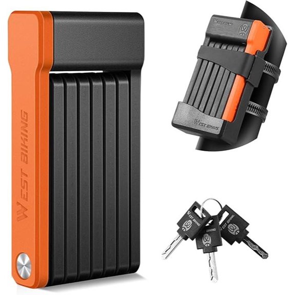 Compact Folding Bike Lock with Keys and Bracket