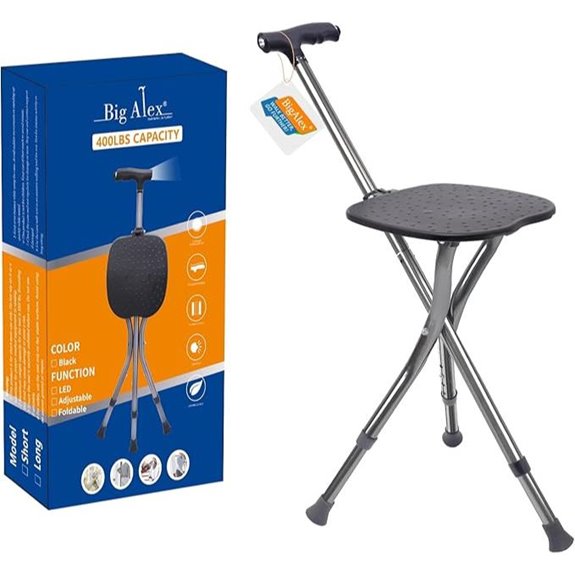 BigAlex Folding Cane with Seat and LED Light