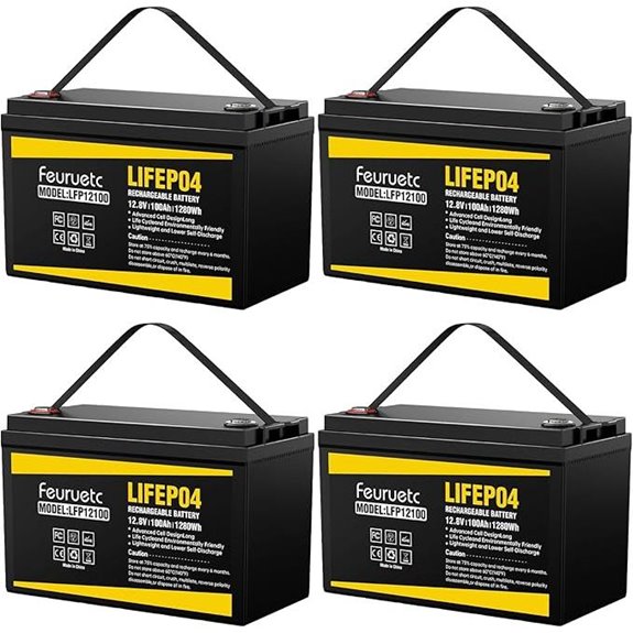 4 Pack 12V 100Ah LiFePO4 Solar Battery