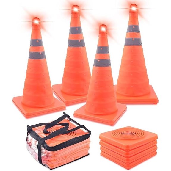 ERKOON 4 Pack 18 Collapsible Traffic Cones with Bag