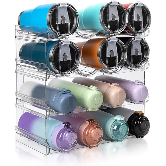 Stackable Water Bottle Organizer 4-Tier Storage Rack